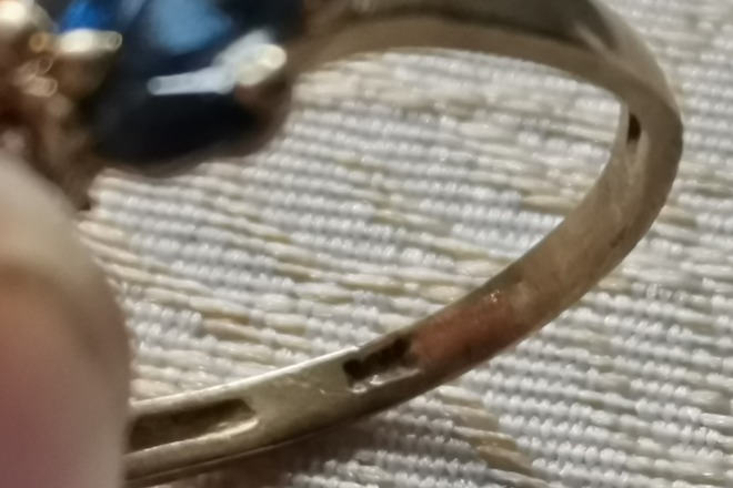 14K geltono aukso žiedas su deimantais ir safyrais
